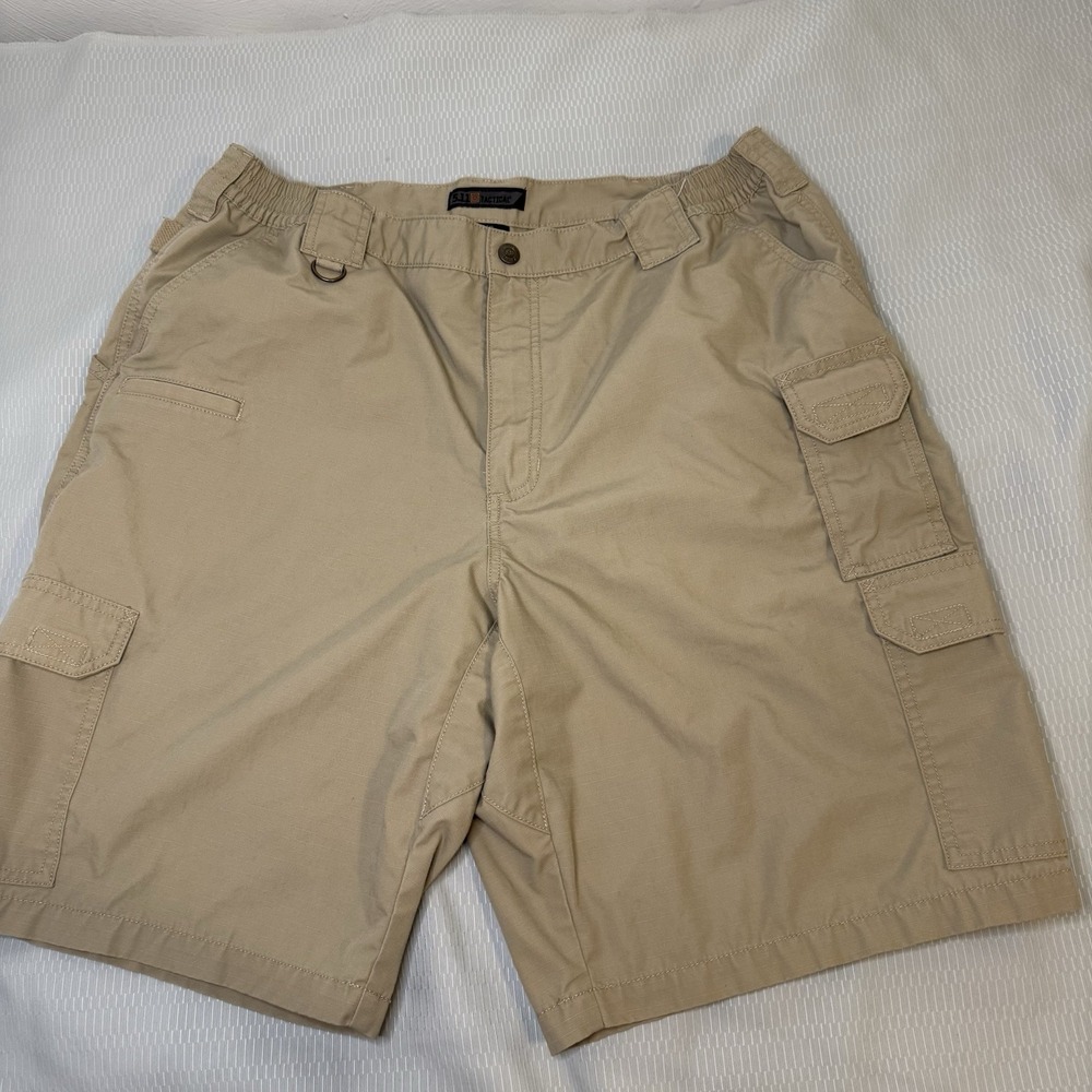 511 Tactical Shorts Mens 40 Tan Cargo Pocket Elastic Waist 10 Inch Inseam Canvas - Picture 2 of 14